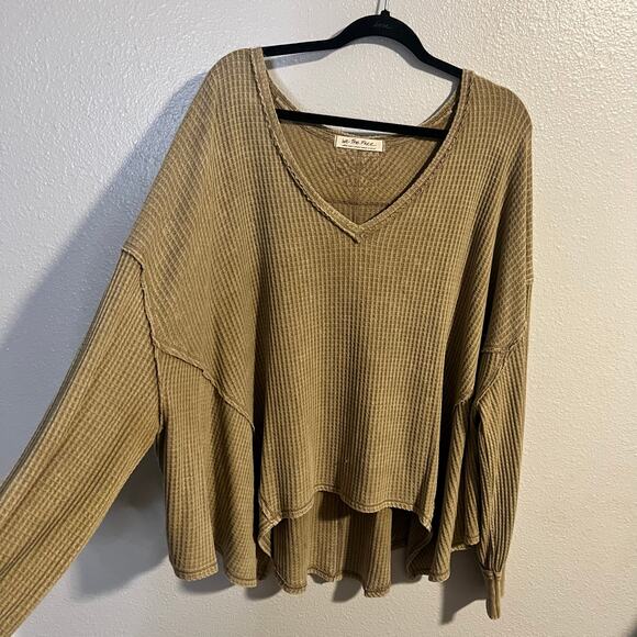 We The Free Tops - We The Free Green Waffle Knit Long Sleeve Top Size Large